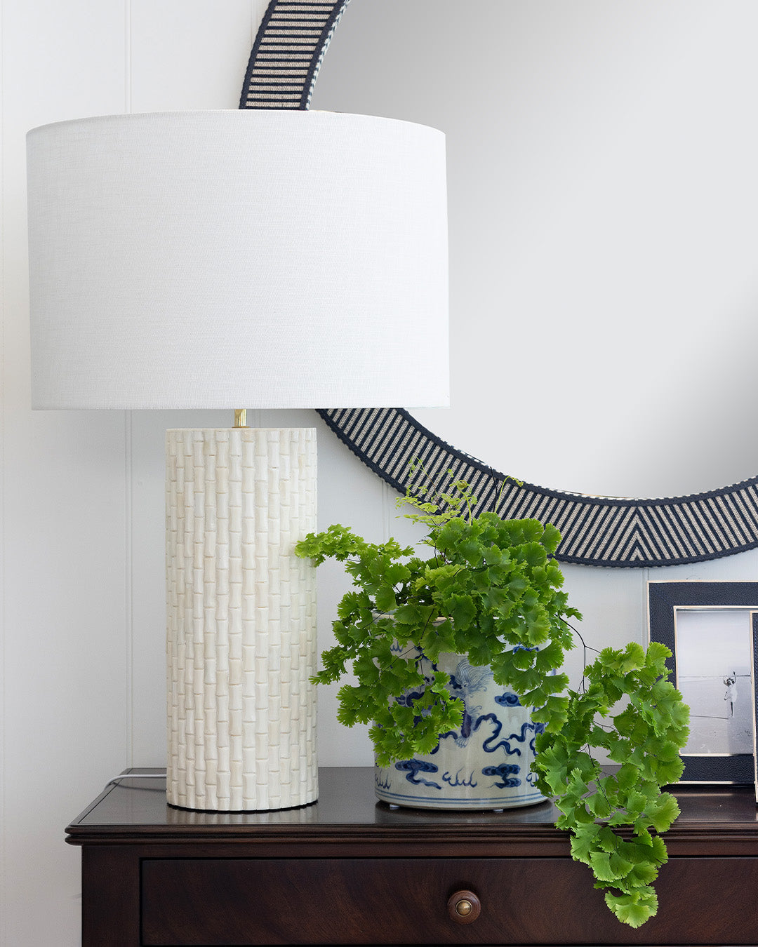 Carved Bone Bamboo Lamp Base
