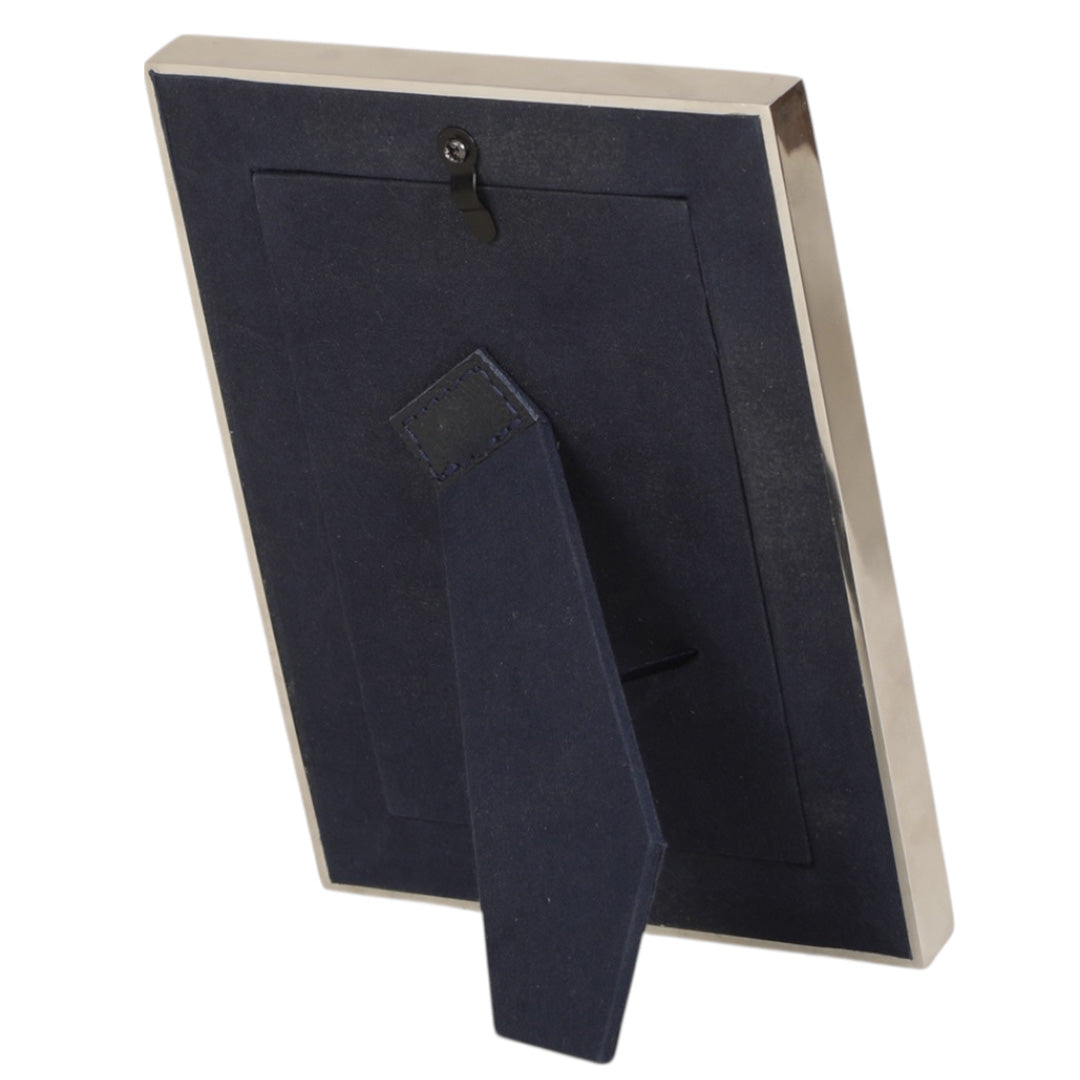Navy Leather & Silver Frame