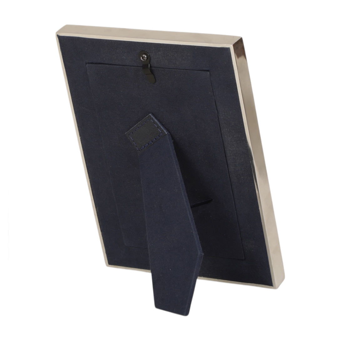 Navy Leather & Silver Frame