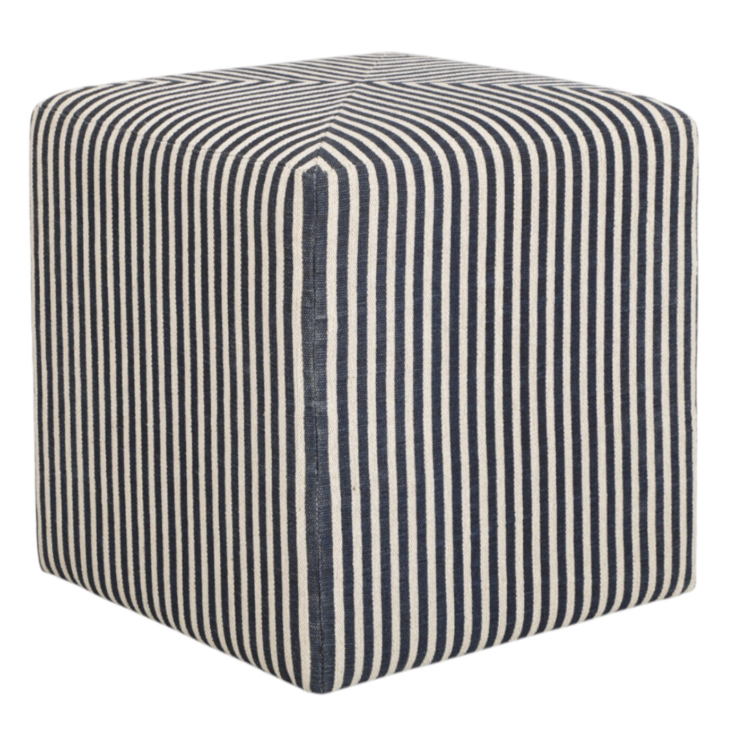 Navy Striped Jute Ottoman
