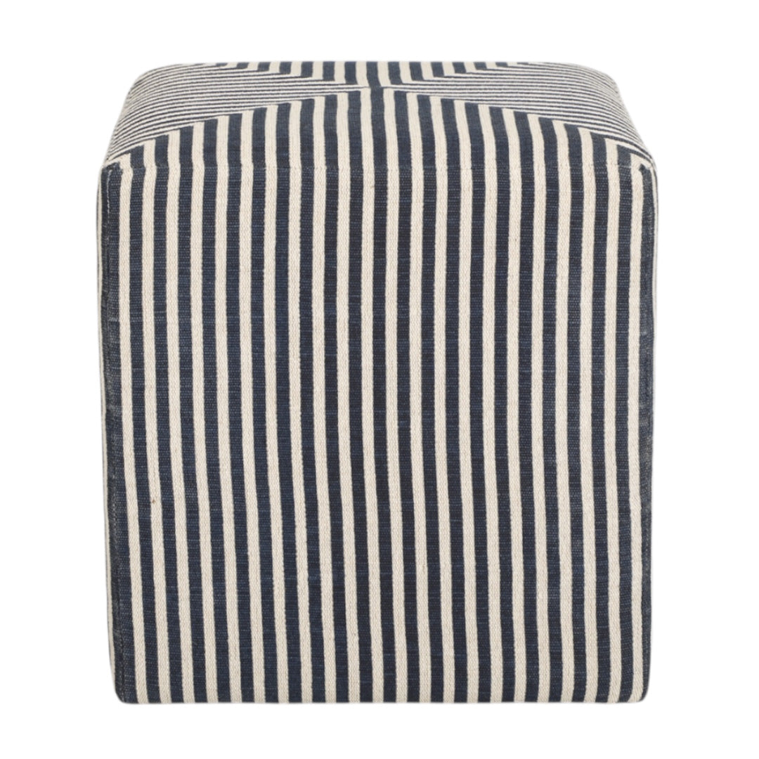Navy Striped Jute Ottoman