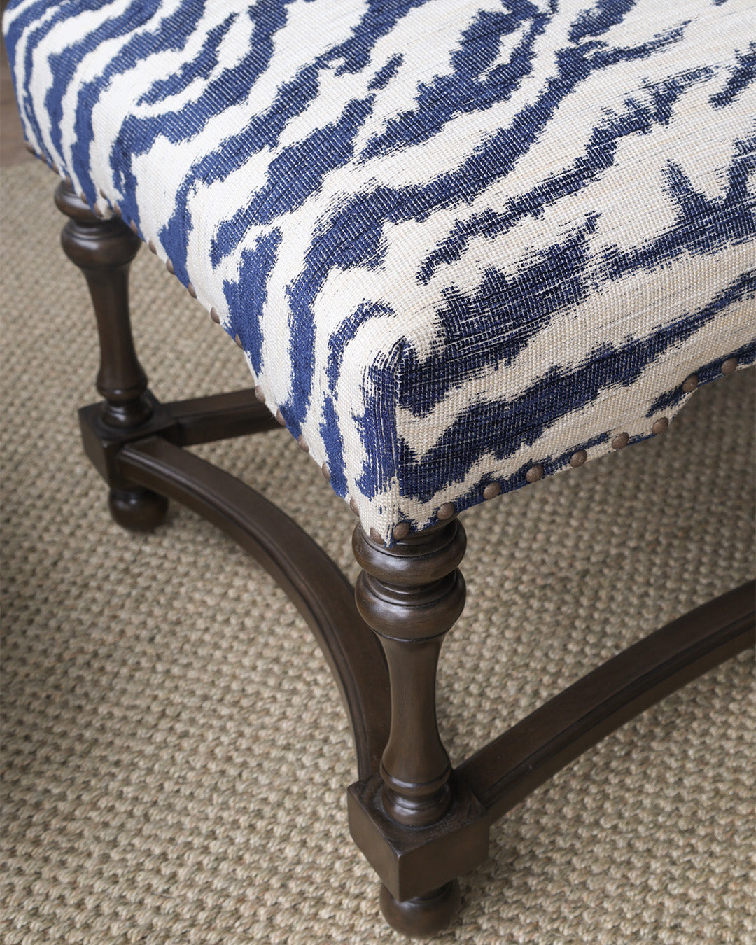 Navy Zebra Winston Ottoman