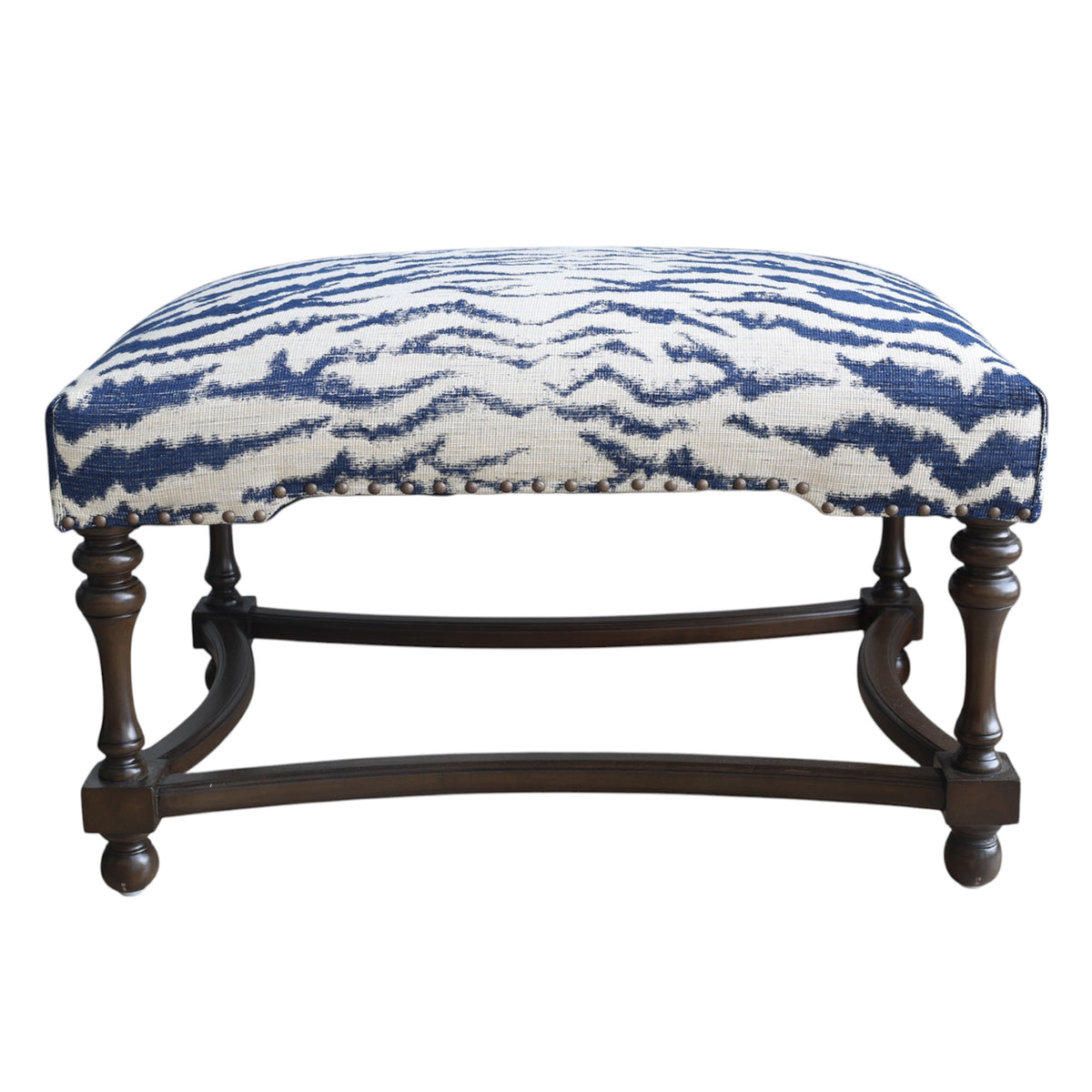 Navy Zebra Winston Ottoman