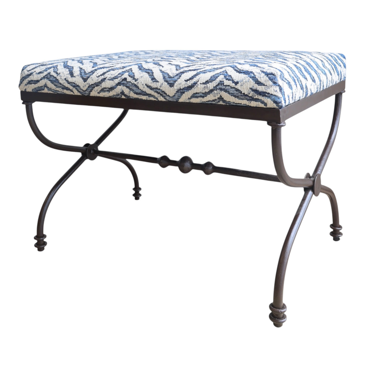 Zara Ottoman with Navy Zebra