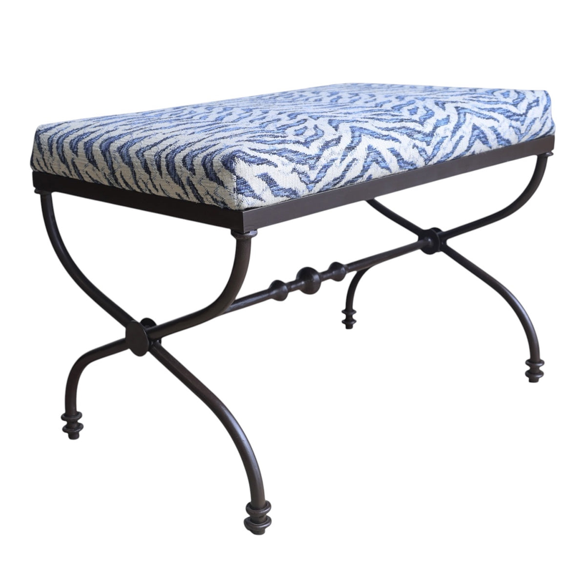 Zara Ottoman with Navy Zebra