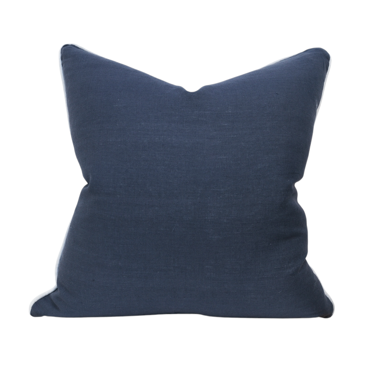 Navy & White Embroidered Floral Cushion
