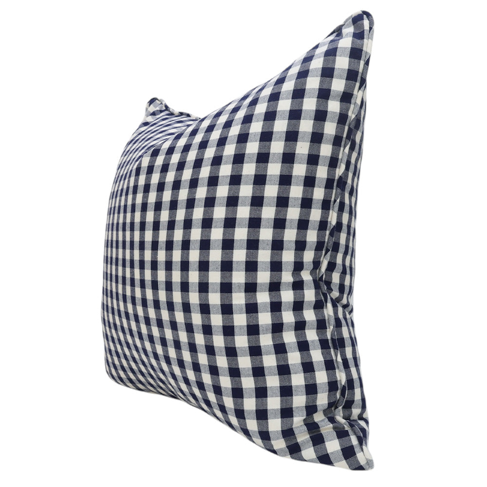 Navy Plaza Check Cushion