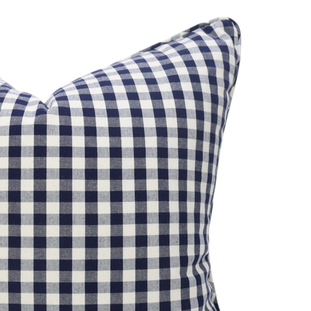 Navy Plaza Check Cushion