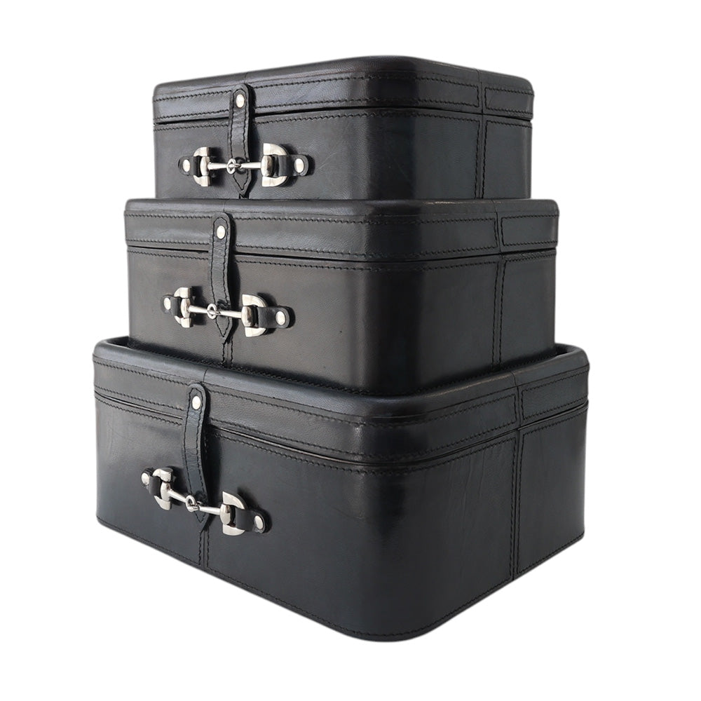 Navy & Silver Leather Box LGE