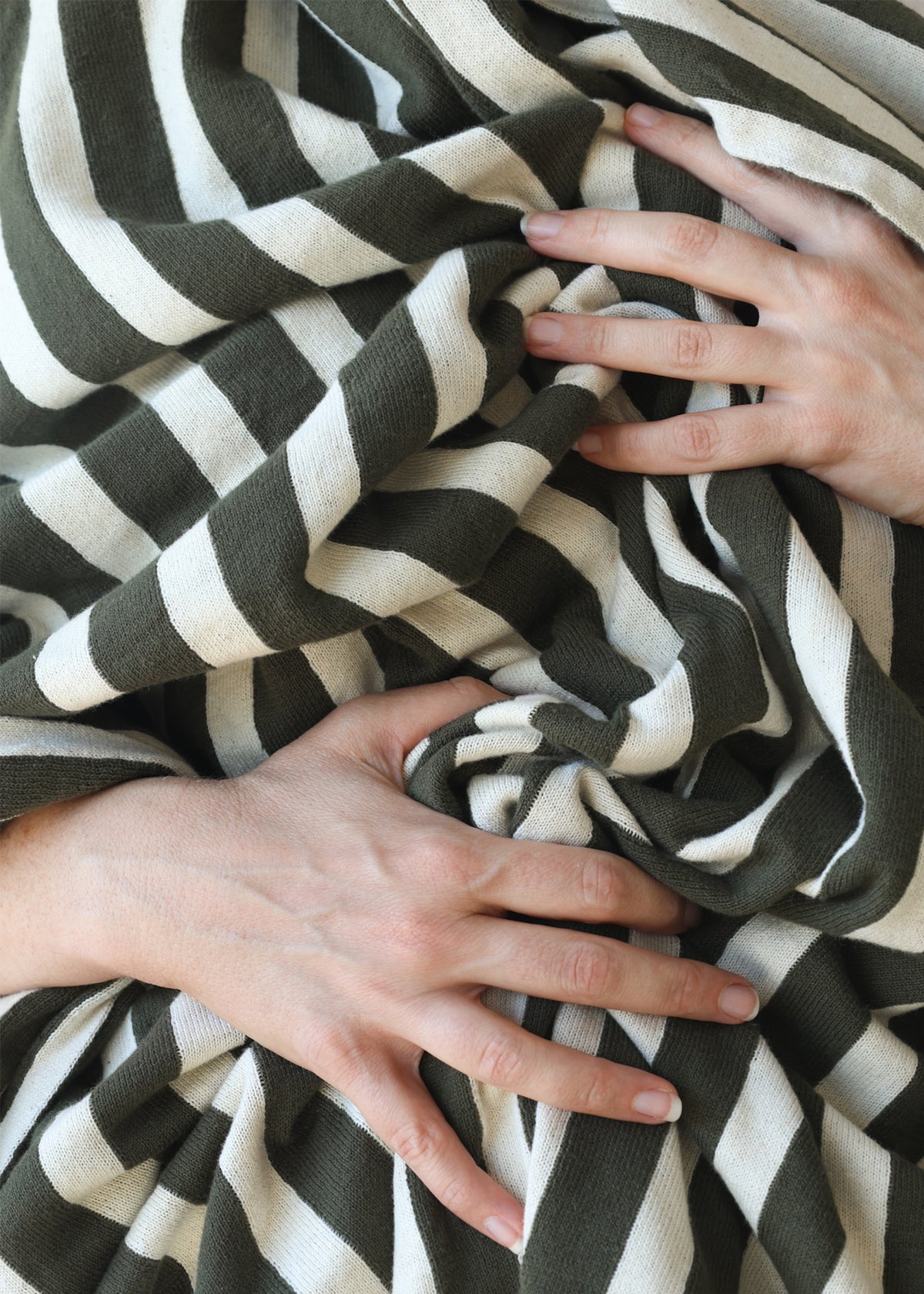 Striped Cotton Throw Olive Green