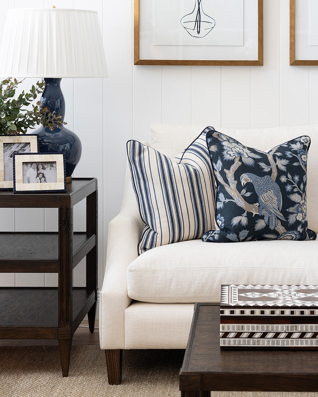 Ralph Lauren Navy Ink Stripe Cushion