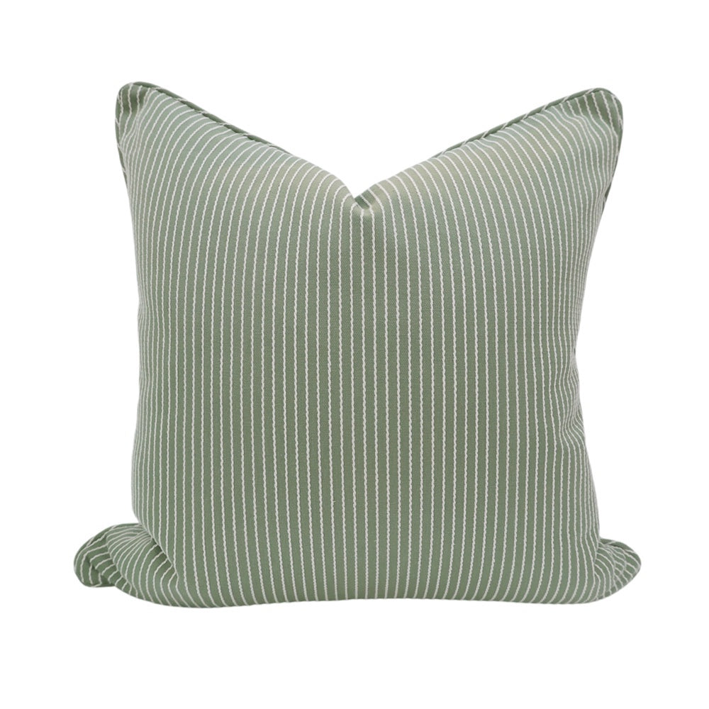 Sage Cushion with White Stripe