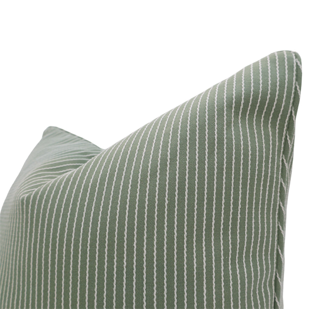 Sage Cushion with White Stripe