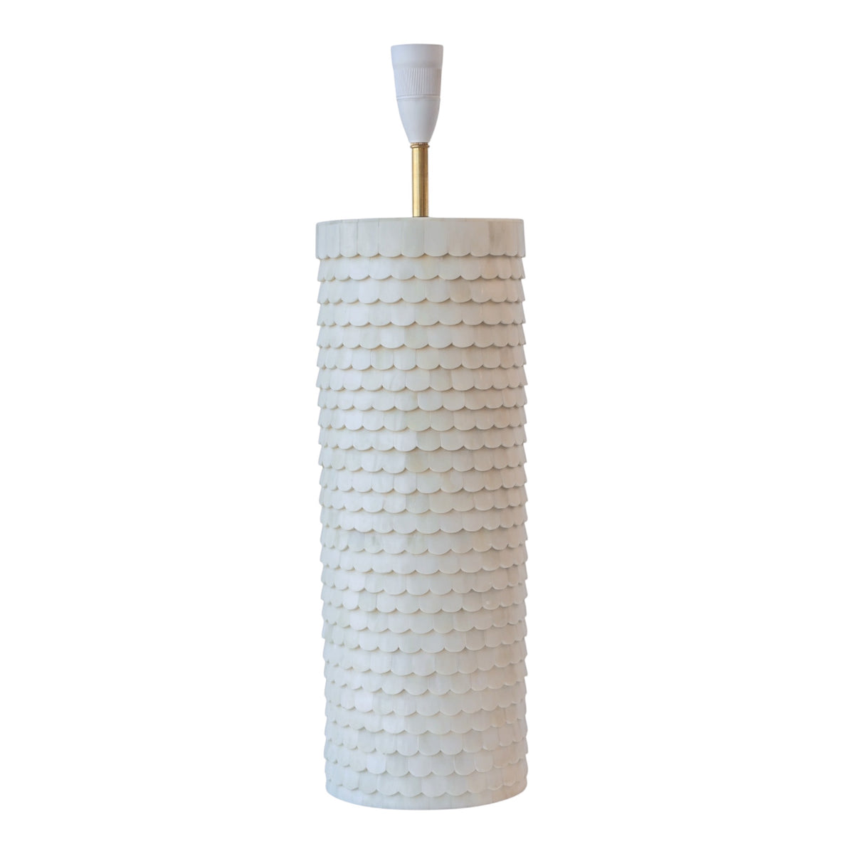 Scalloped bone cylinder lamp base.