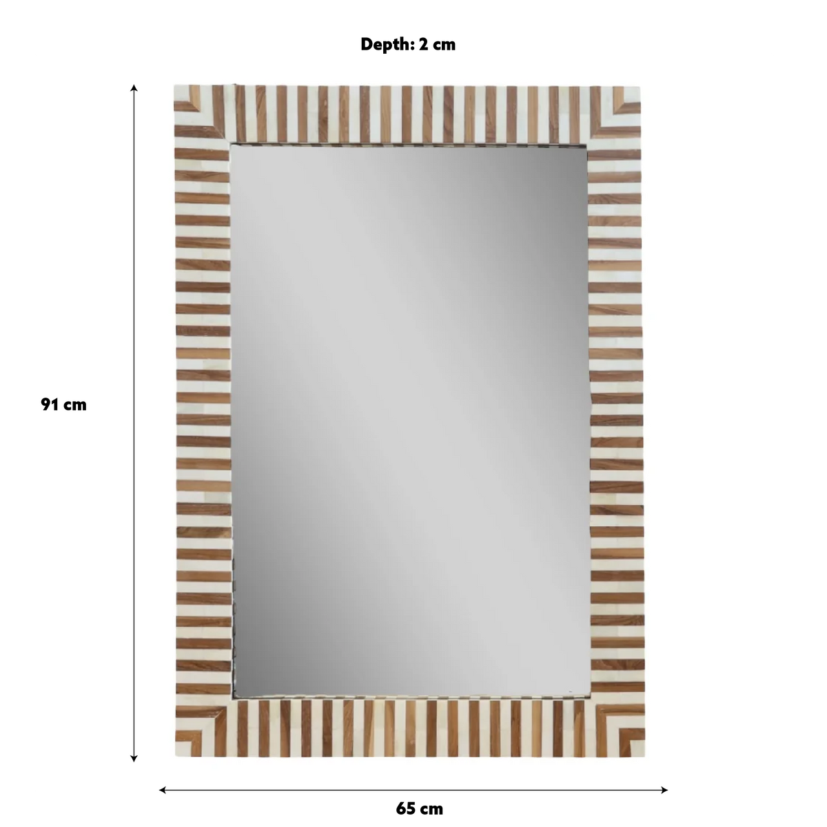 Teak & Bone Striped Mirror