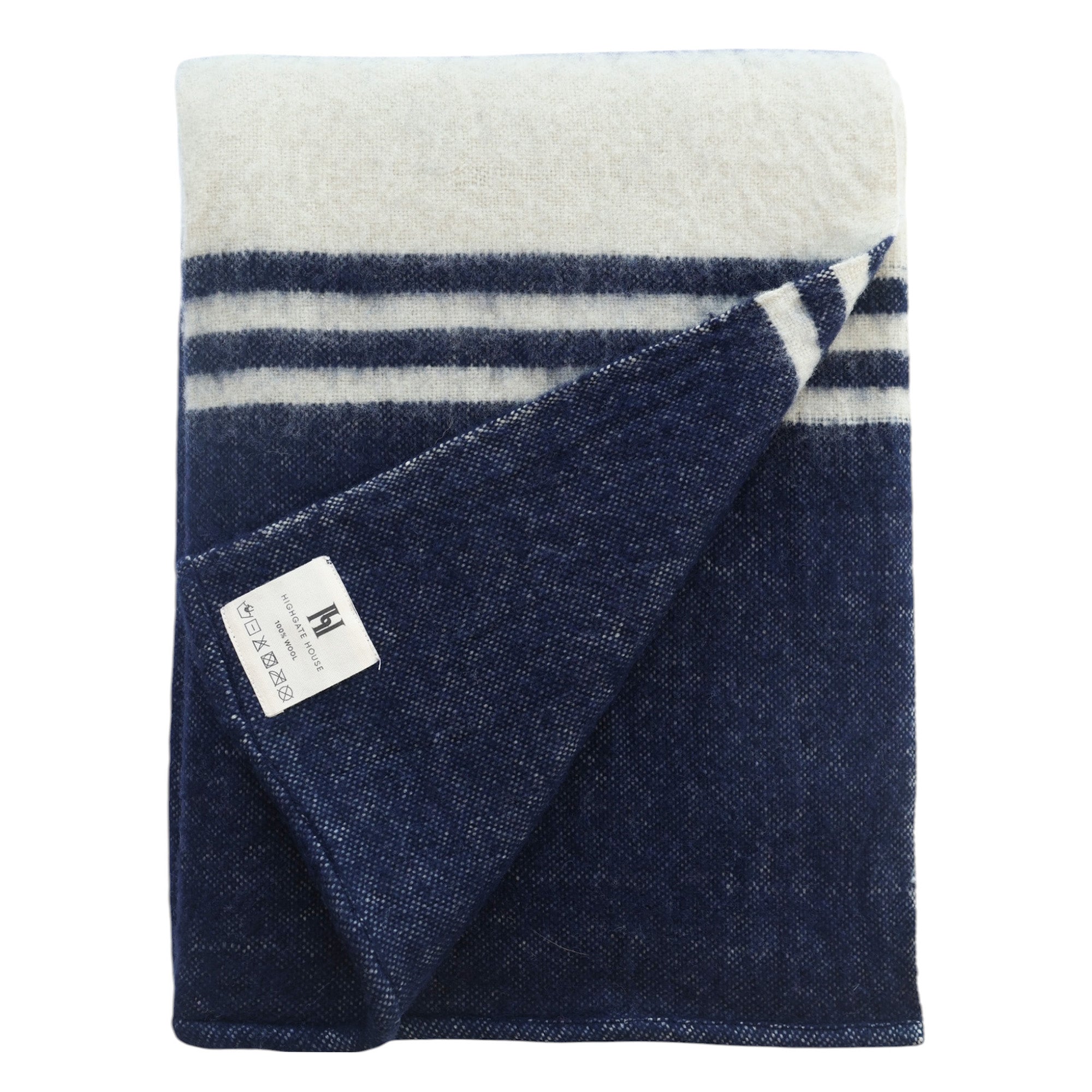 Wool Stripe Throw Navy