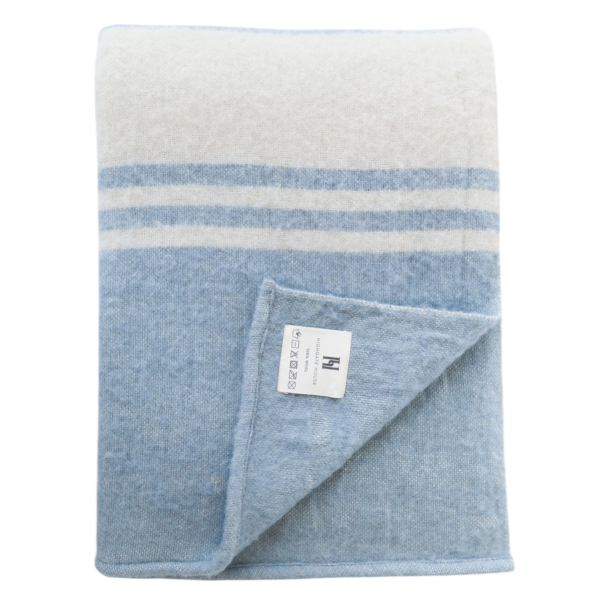 Wool Stripe Throw Pale Blue