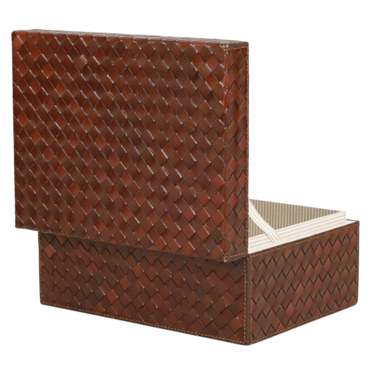 Woven Tobacco Leather Box L