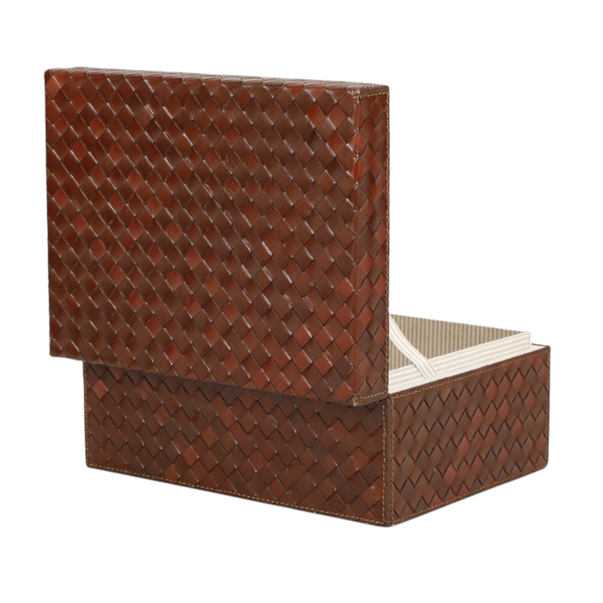 Woven Tobacco Leather Box S