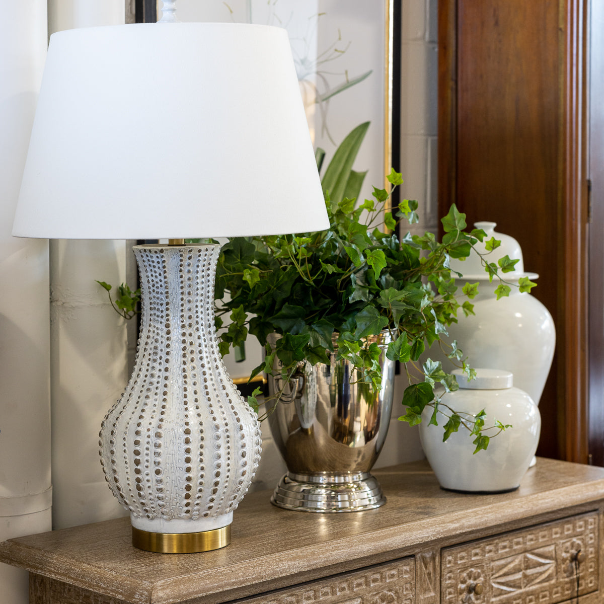 Anthia Textured White Lamp