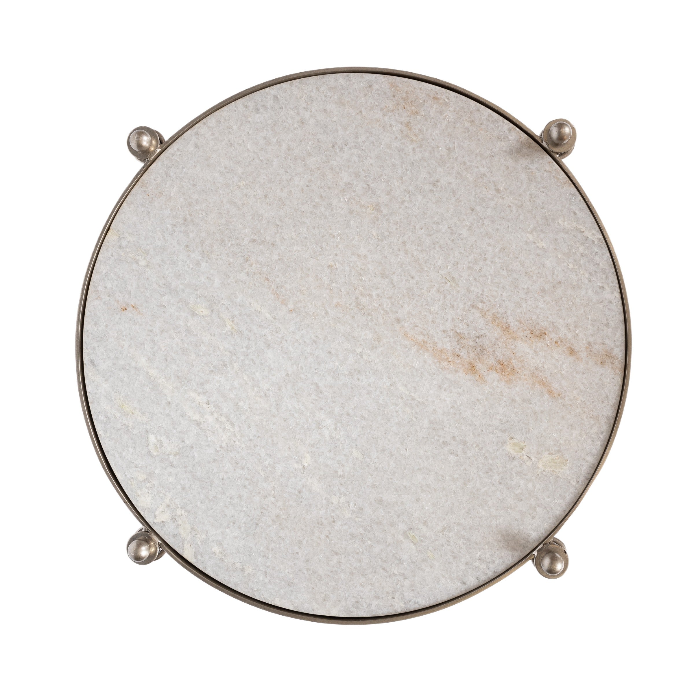 Brushed Silver & Marble Side Table