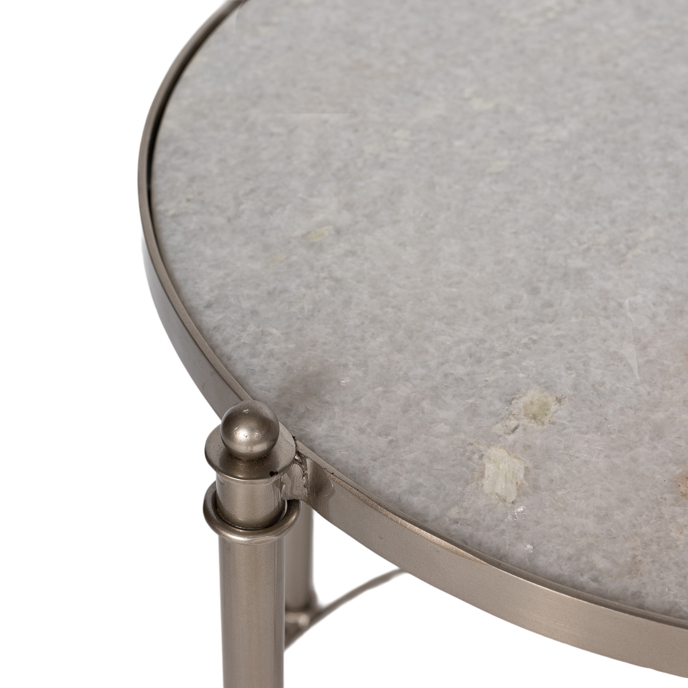 Brushed Silver & Marble Side Table