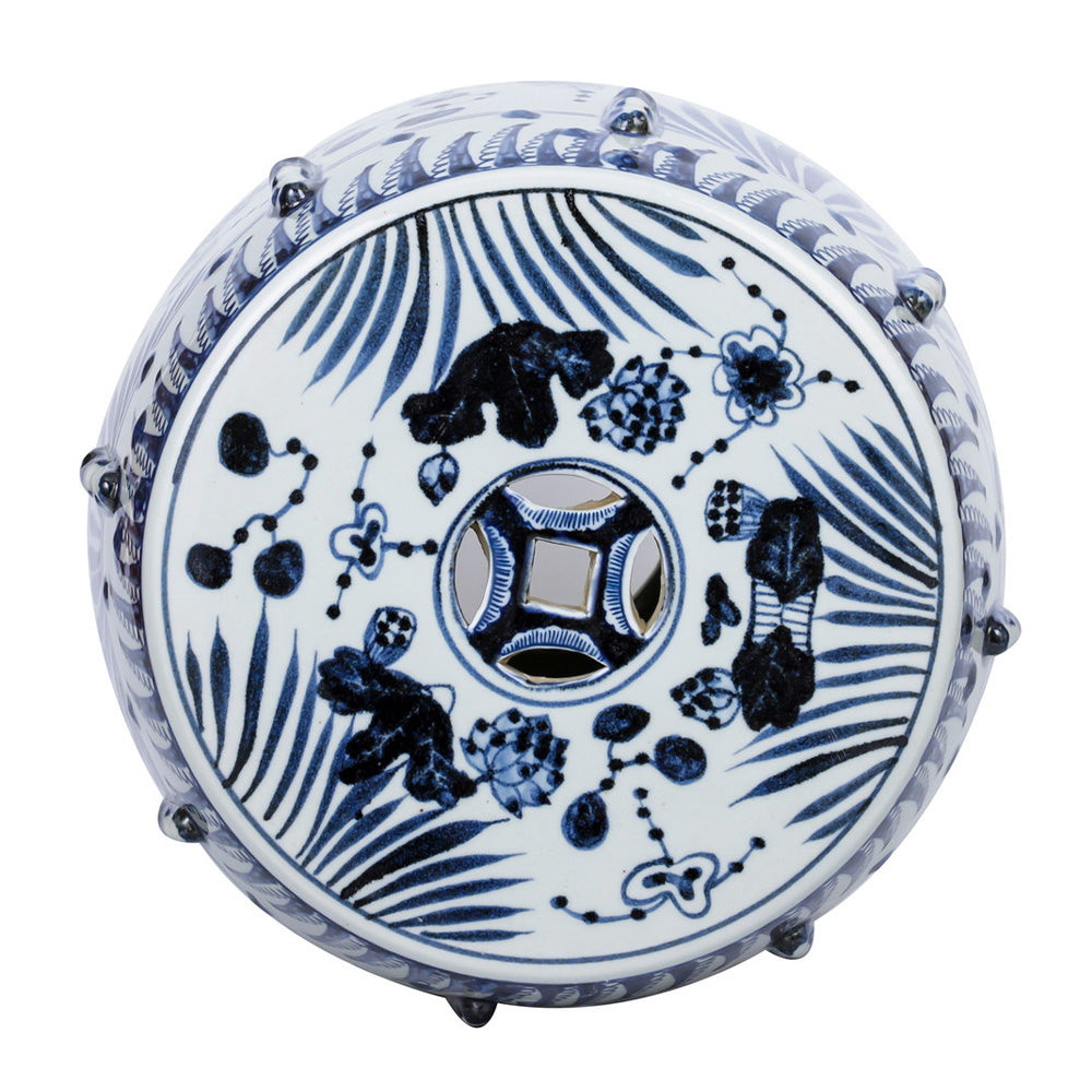 B&W Fish Porcelain Garden Stool