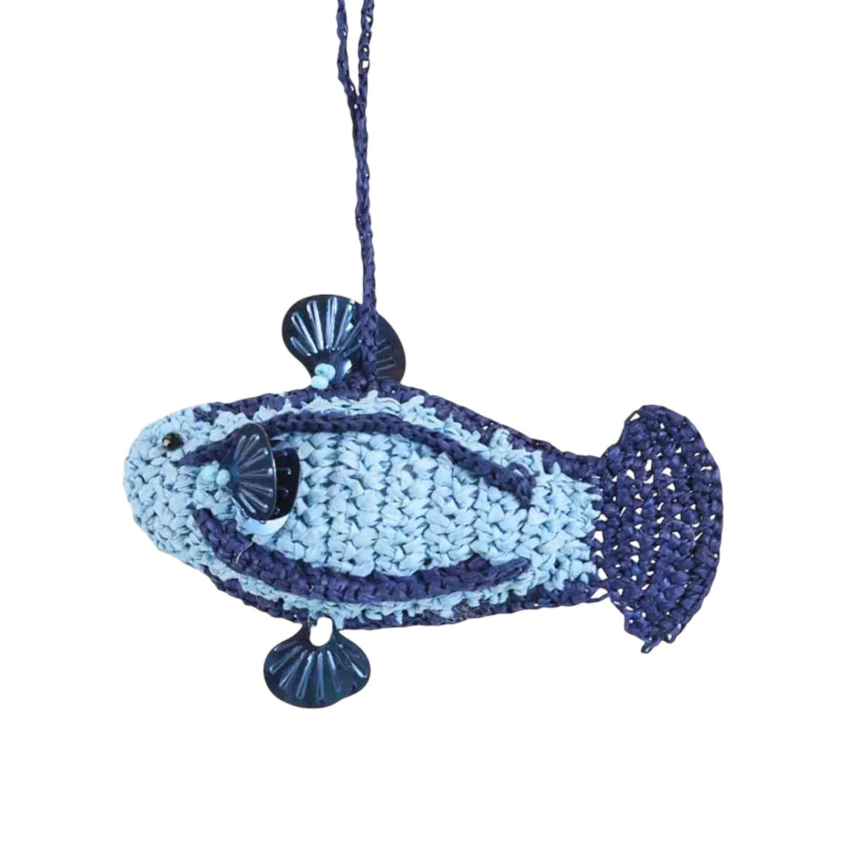 Blue Crochet Fish Ornament