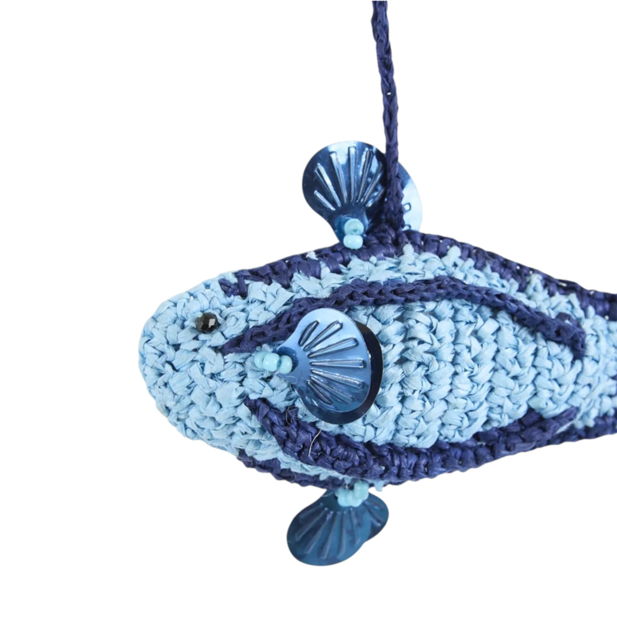 Blue Crochet Fish Ornament