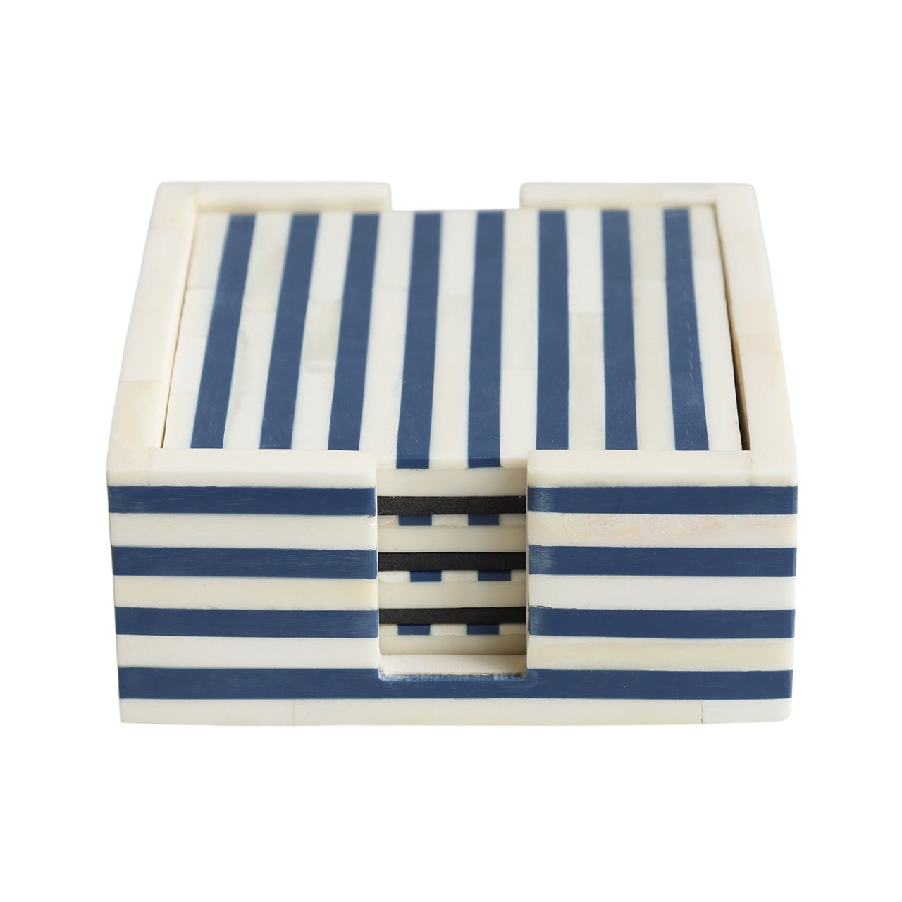 Navy & Bone Striped Coasters