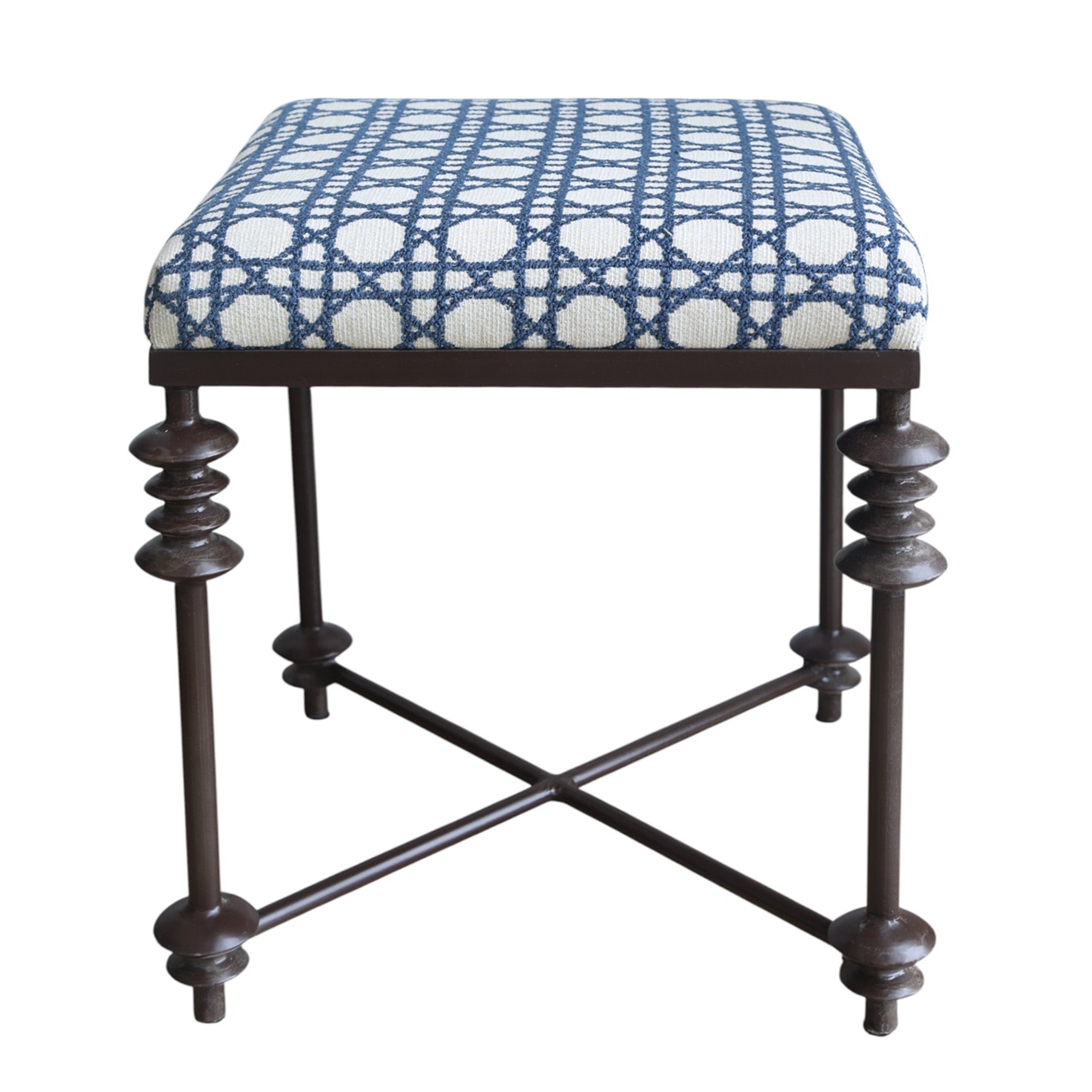 Blue Trellis Square Ottoman