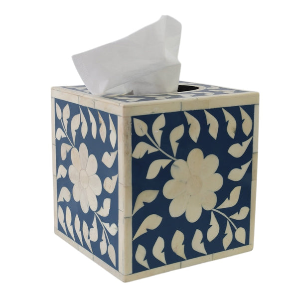 Blue & Bone Square Tissue Box