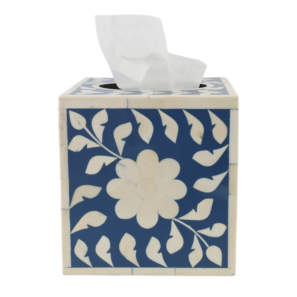 Blue & Bone Square Tissue Box