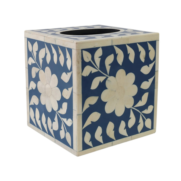 Blue & Bone Square Tissue Box
