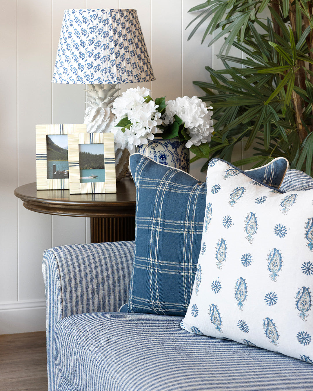 Bone Frame with Navy Stripes 4x6