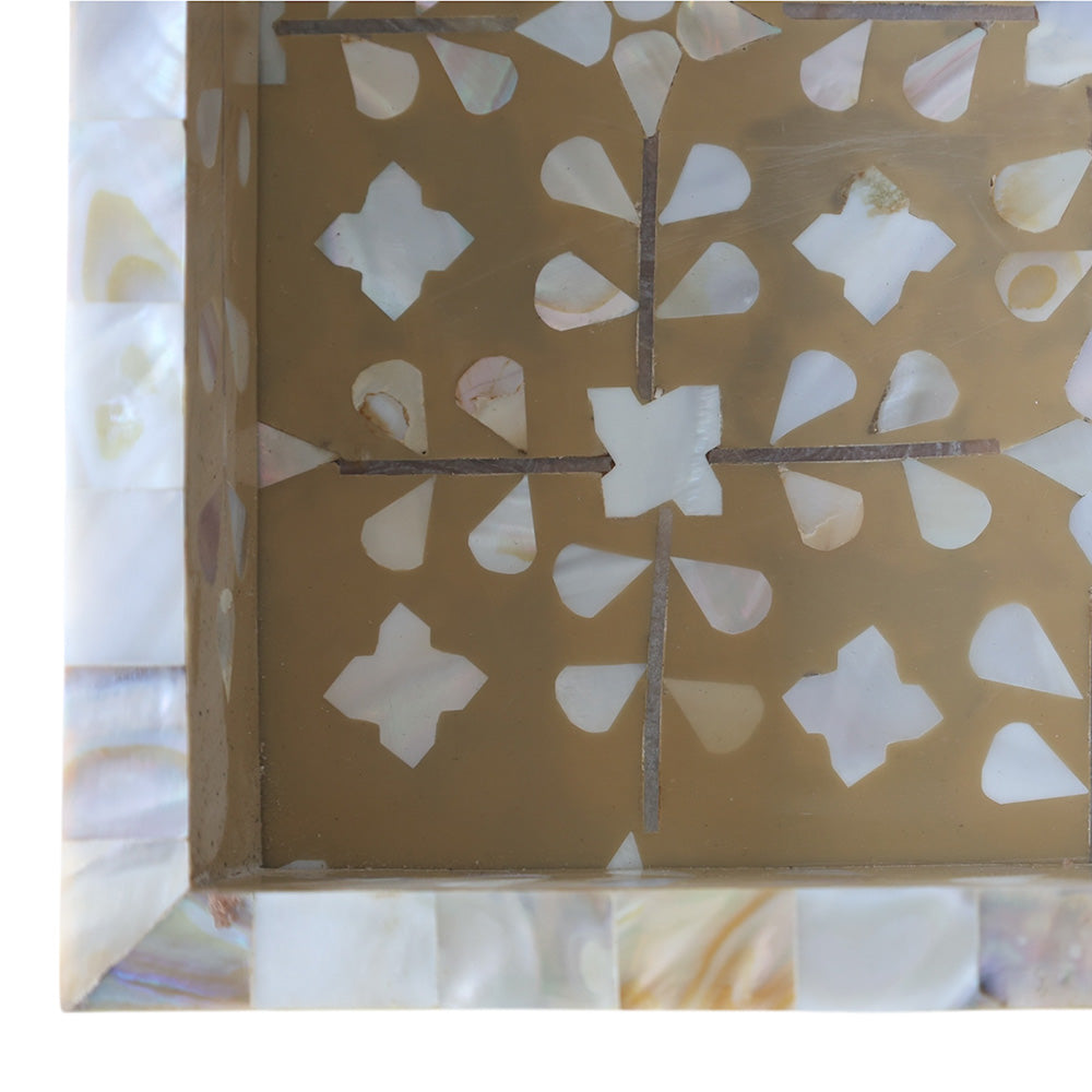 Caramel & MOP Floral Tray