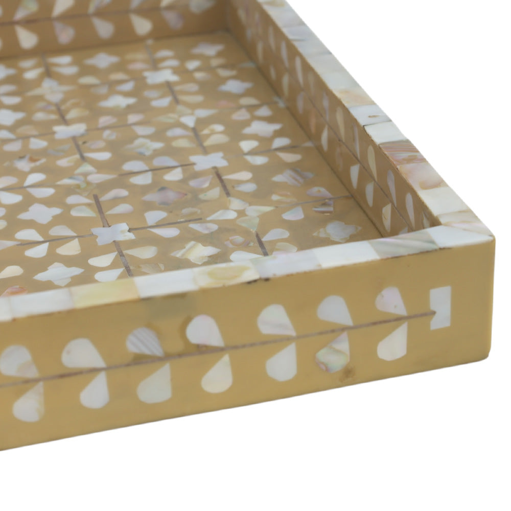 Caramel & MOP Floral Tray