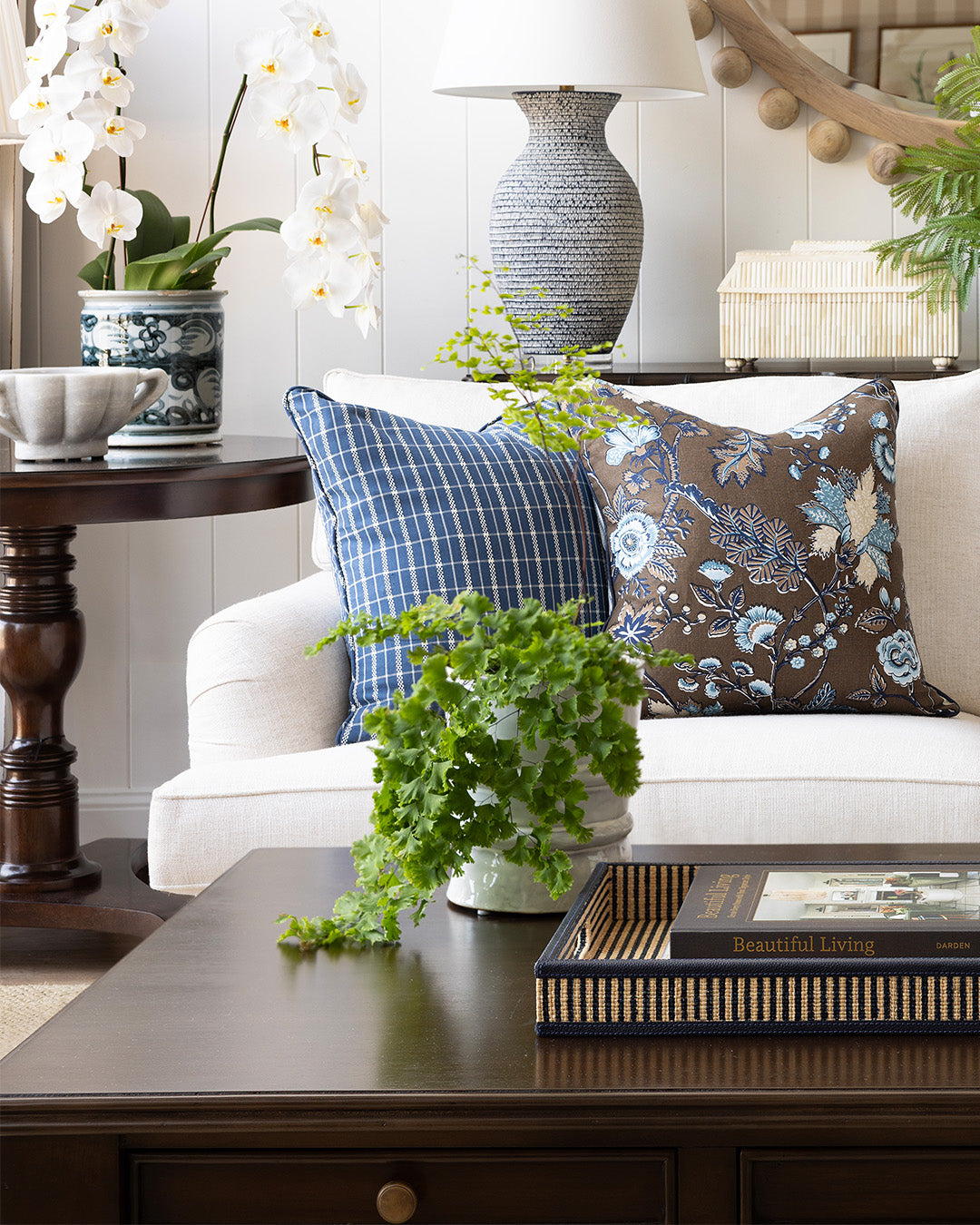 Indigo Check Cushion