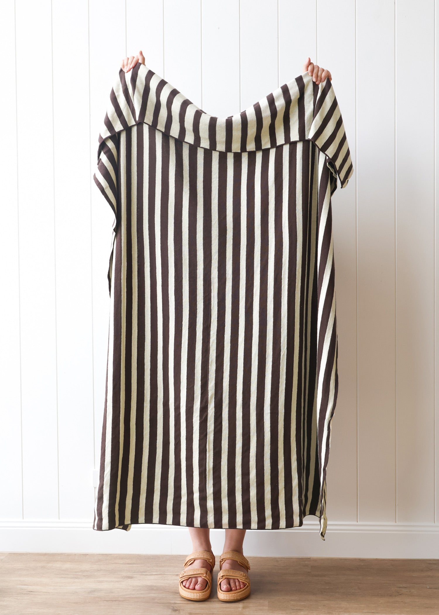 Striped Cotton Throw Chocolate