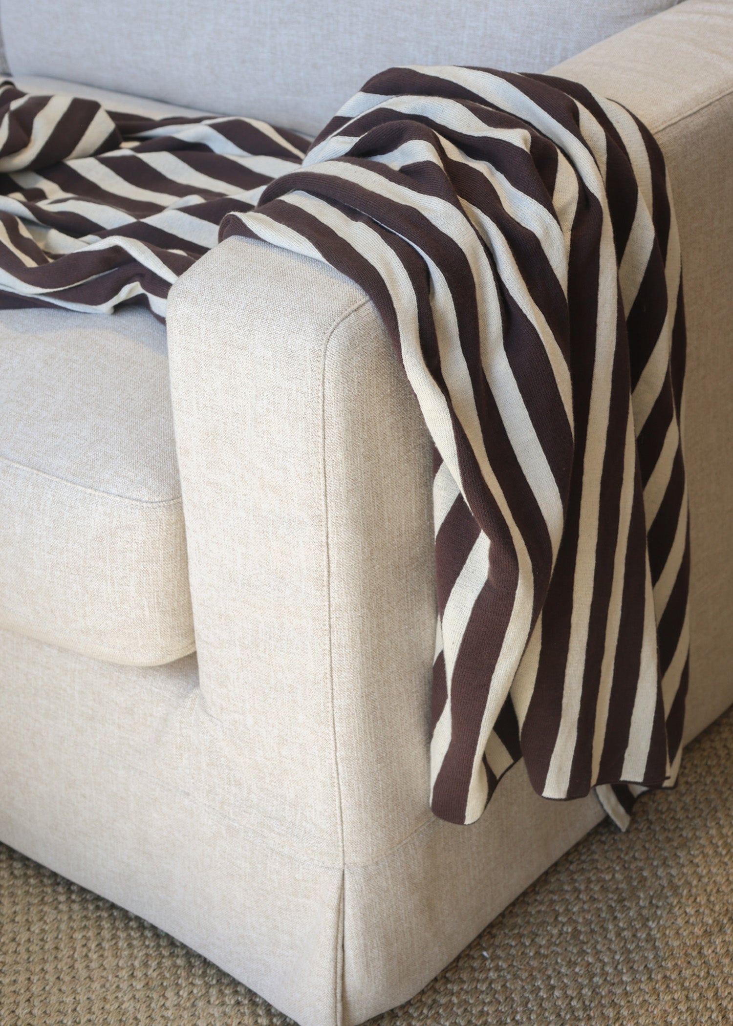 Striped Cotton Throw Chocolate