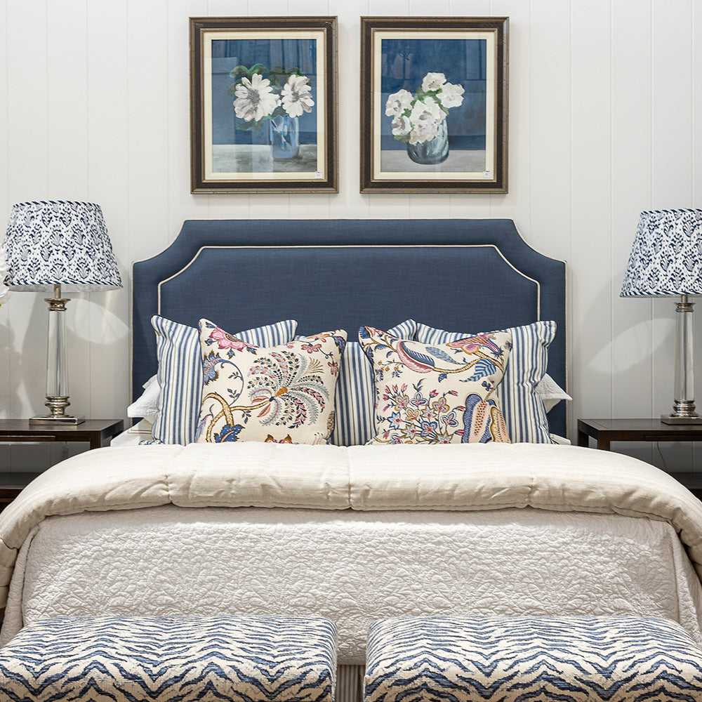 Darcy Bedhead - Coastal Blue With Piping Detail