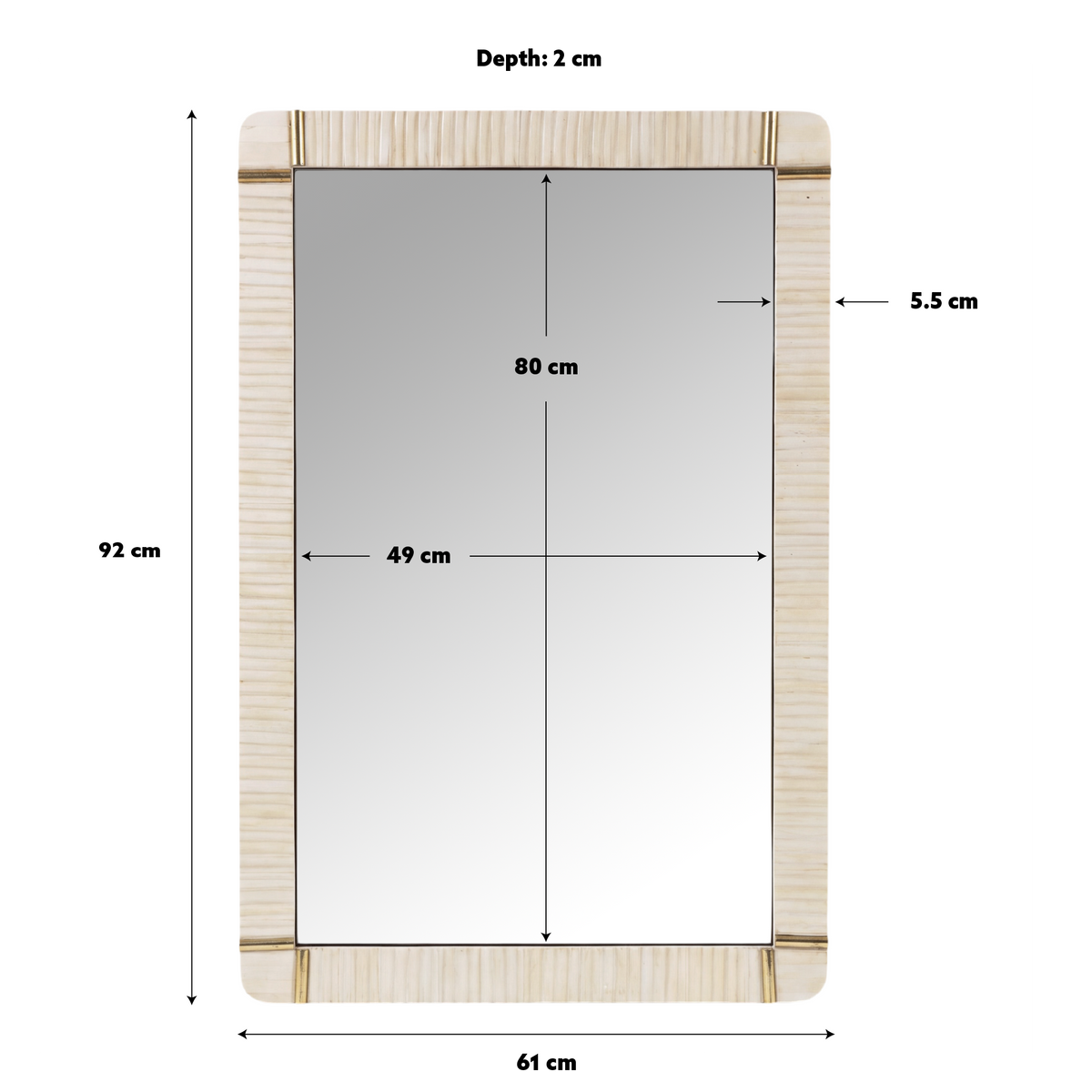 Fluted Bone Mirror