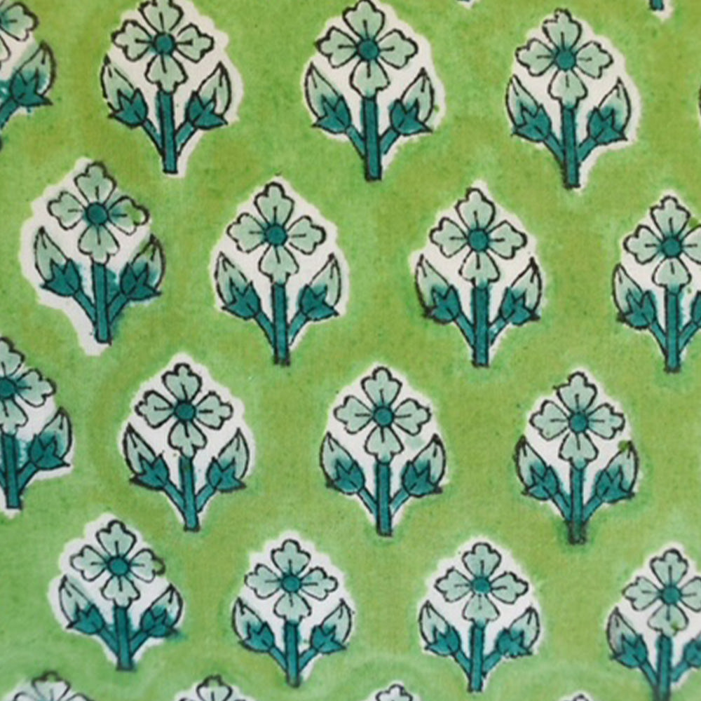 Herb Green & Floral Ruffle Cushion