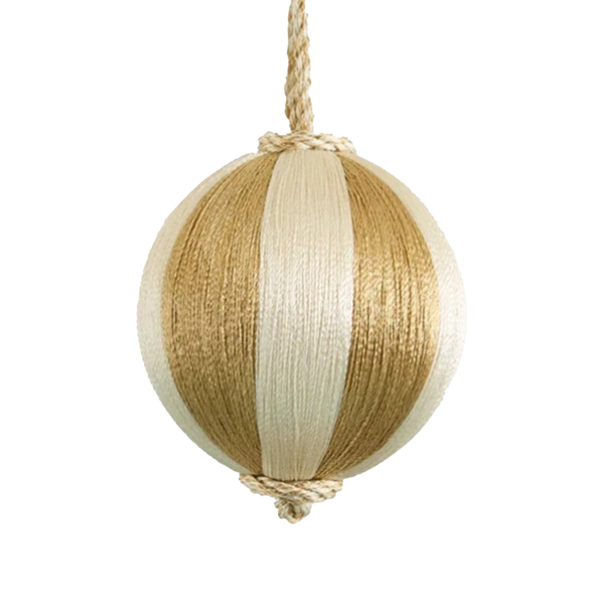 Ivory & Gold Striped Bauble