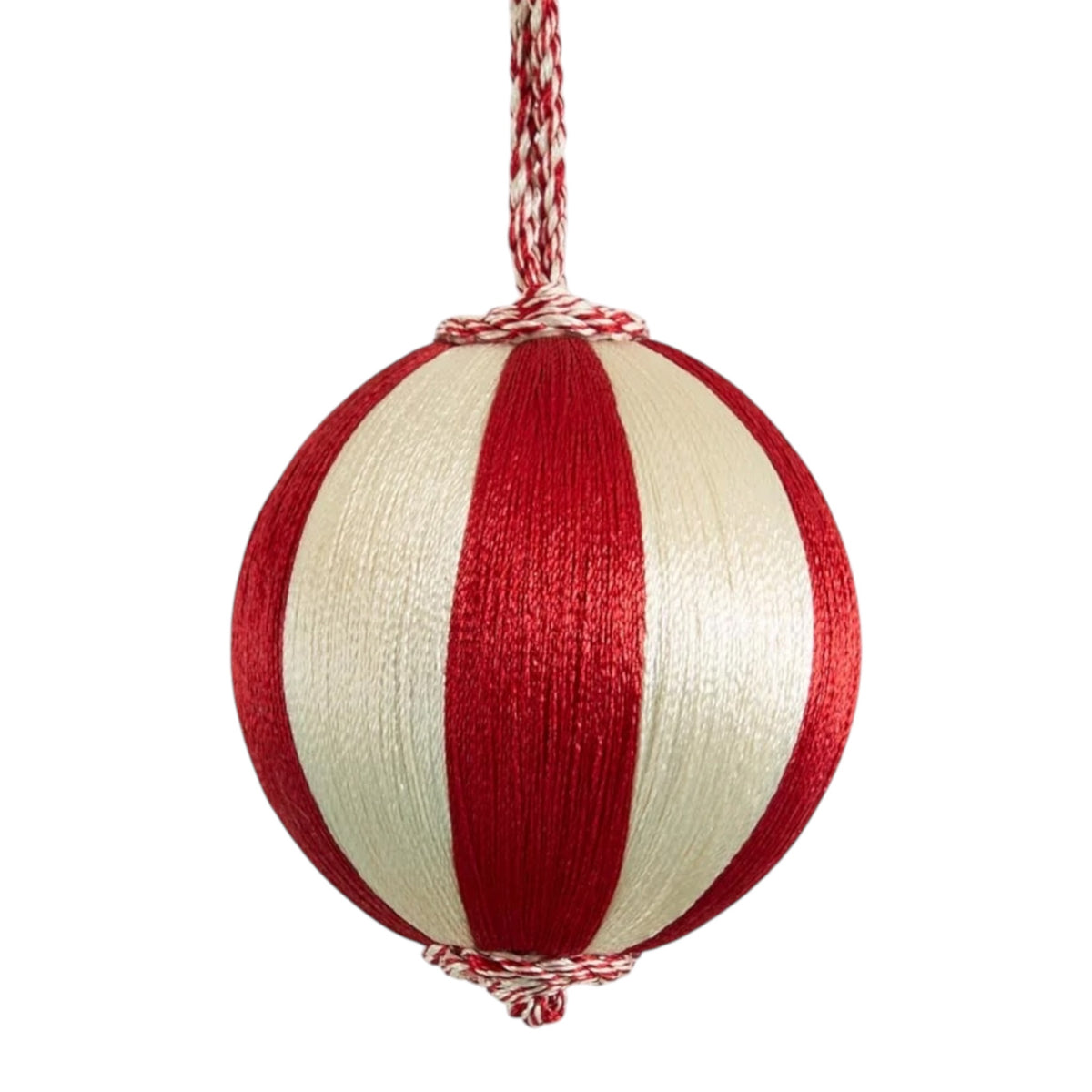 Ivory & Red Striped Bauble