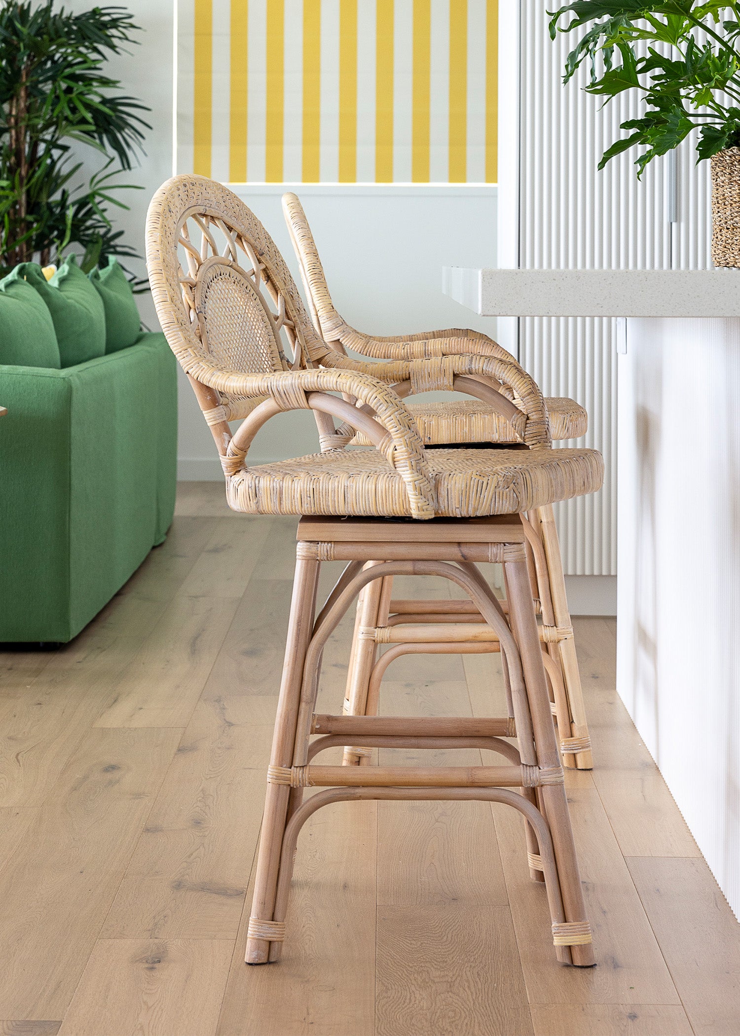 Lola Light Rattan Swivel Bar Stool
