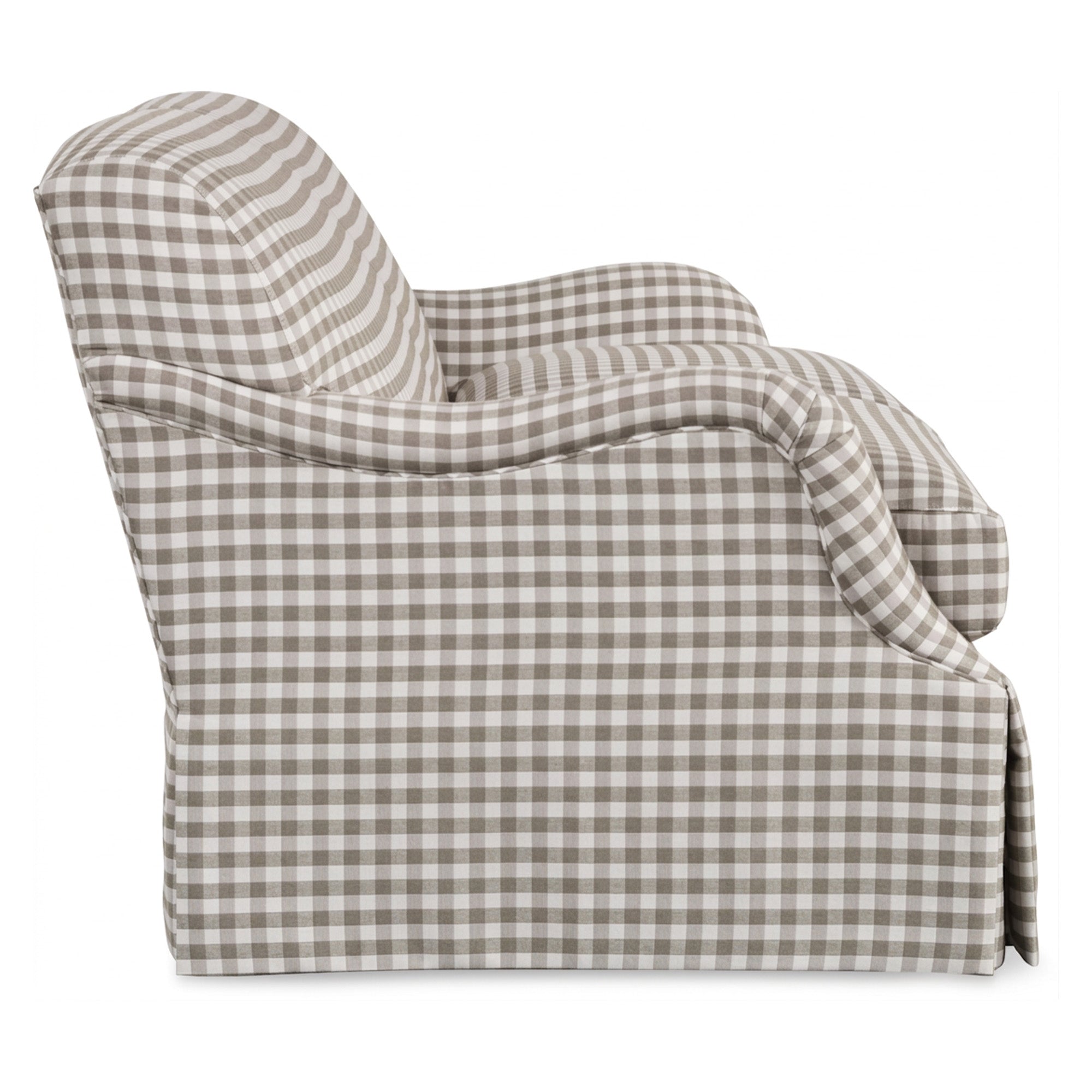 Lou Skirted Sofa in Petite Natural Gingham