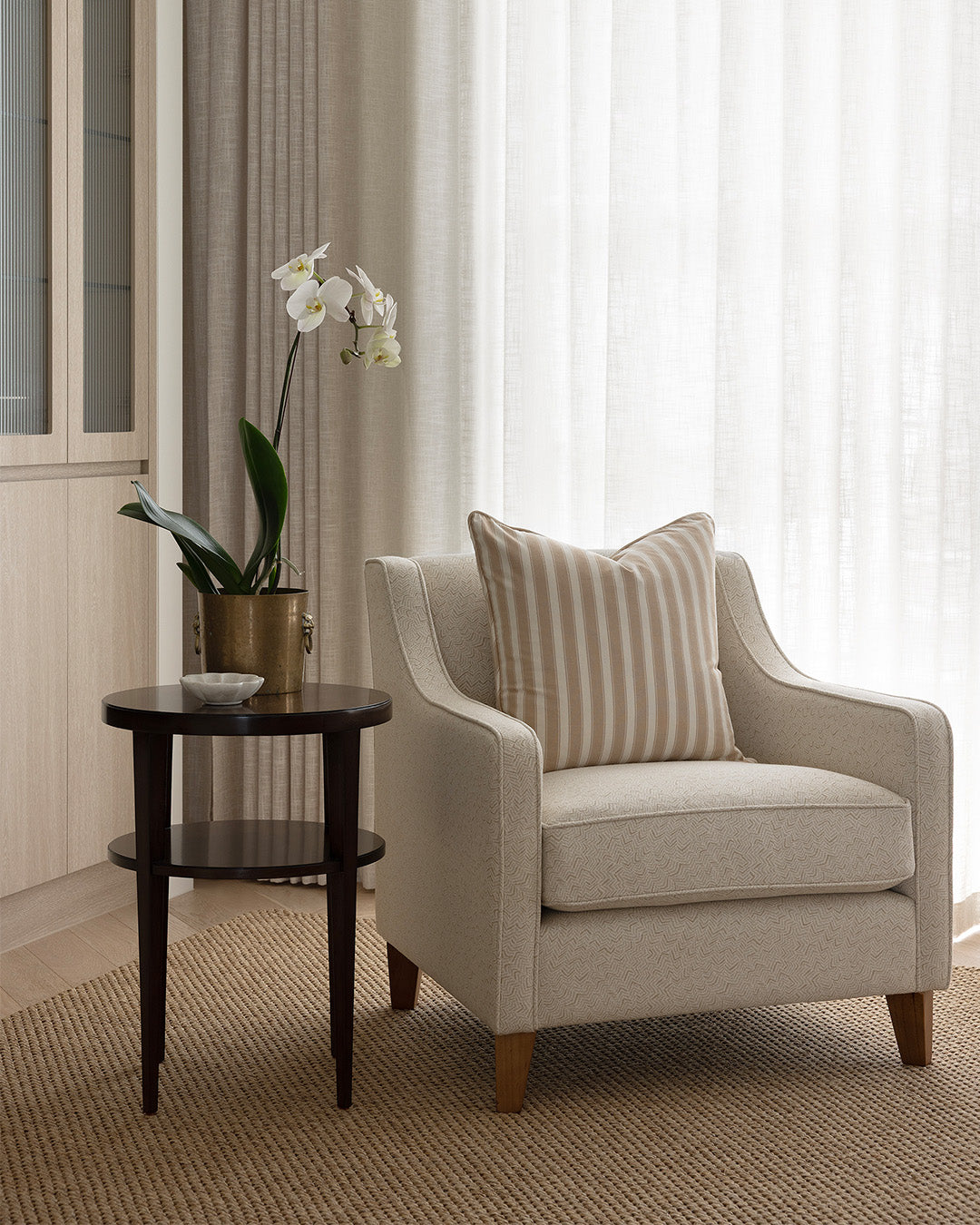 Mocha Wide Block Stripe Cushion