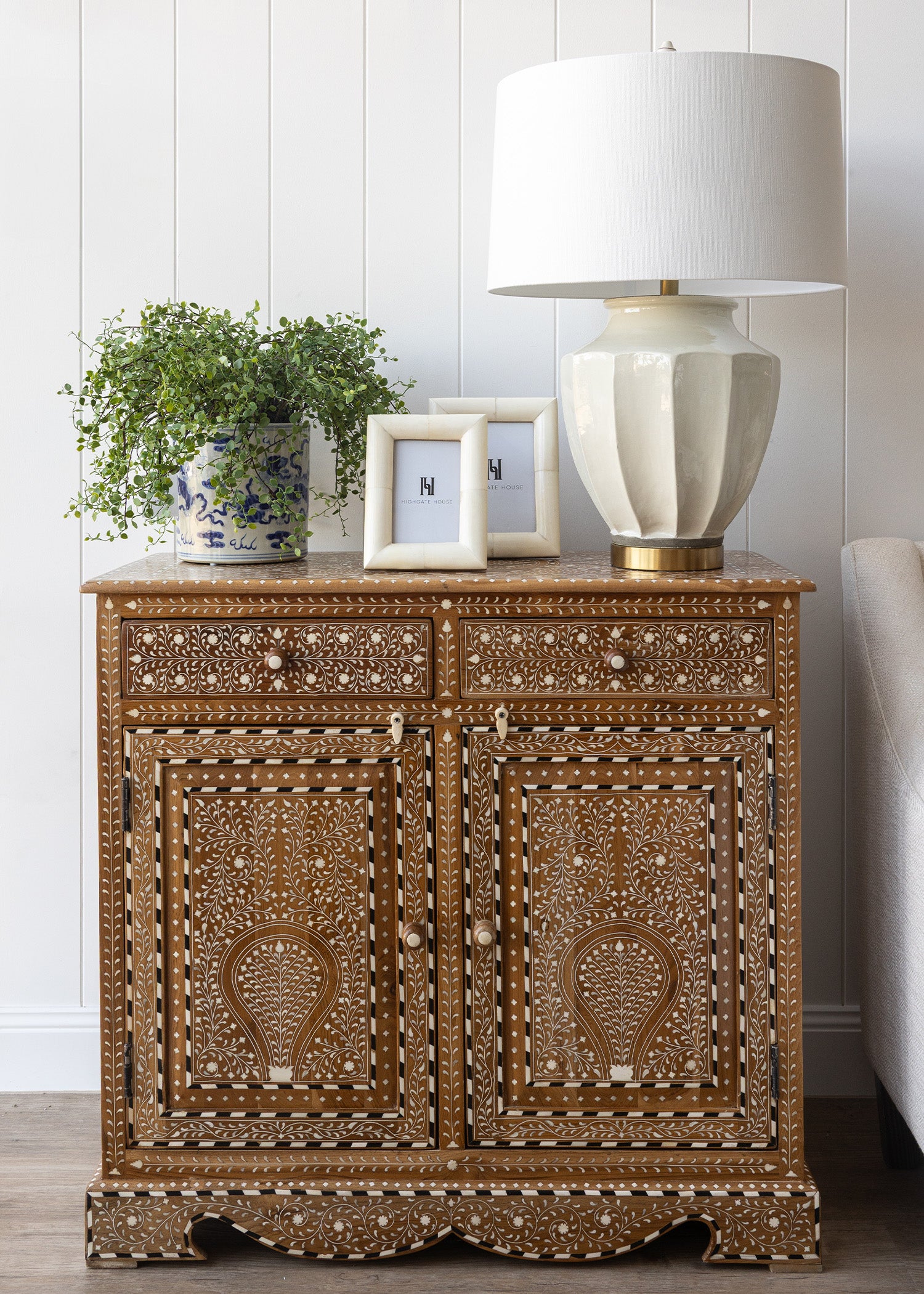 Mara Wood and Bone Inlay Cabinet