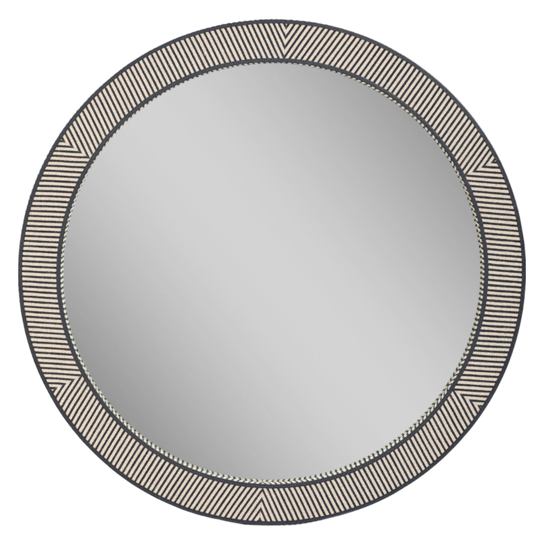 Navy Striped Jute Mirror